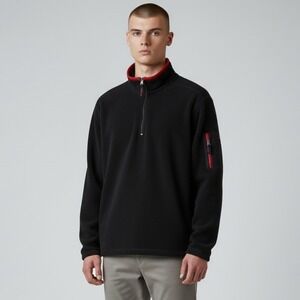 VTG Abercrombie & Fitch Sweater Men XL Navy Red 1/4 Zip Fleece Pullover Made USA